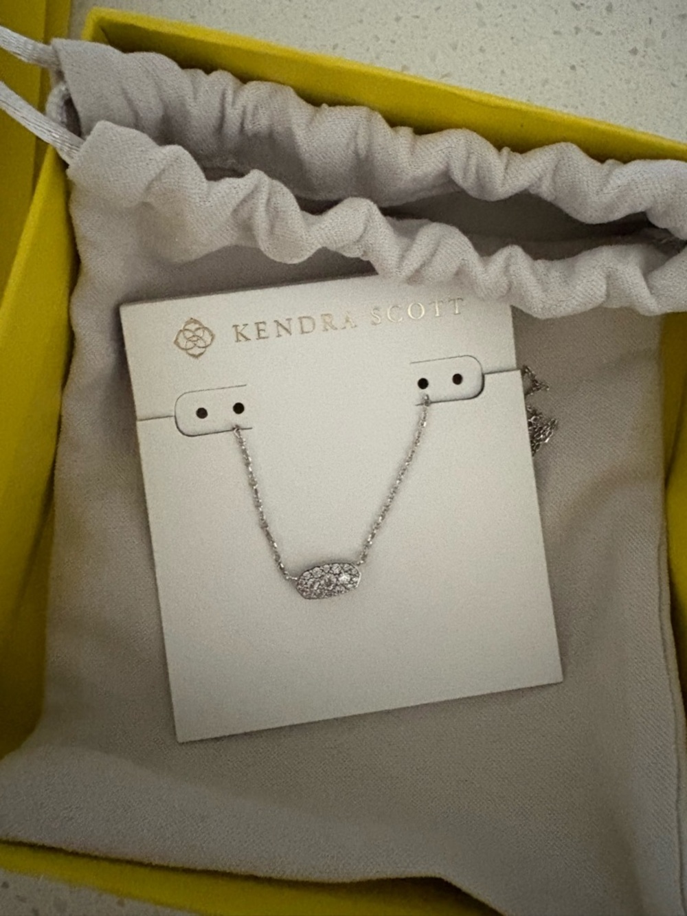 Kendra Scott Silver Pave Oval Necklace